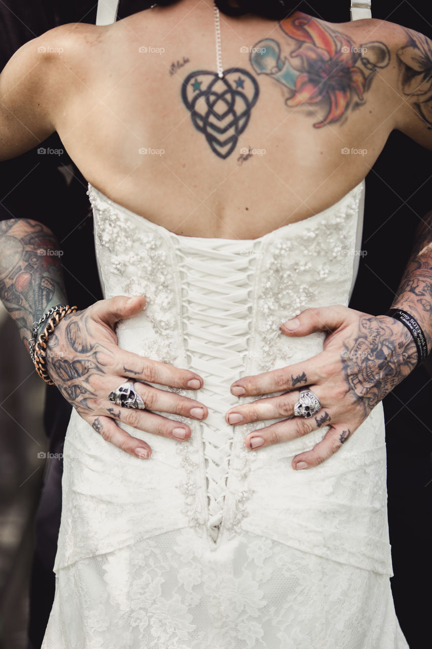 Tattooed bride and groom 