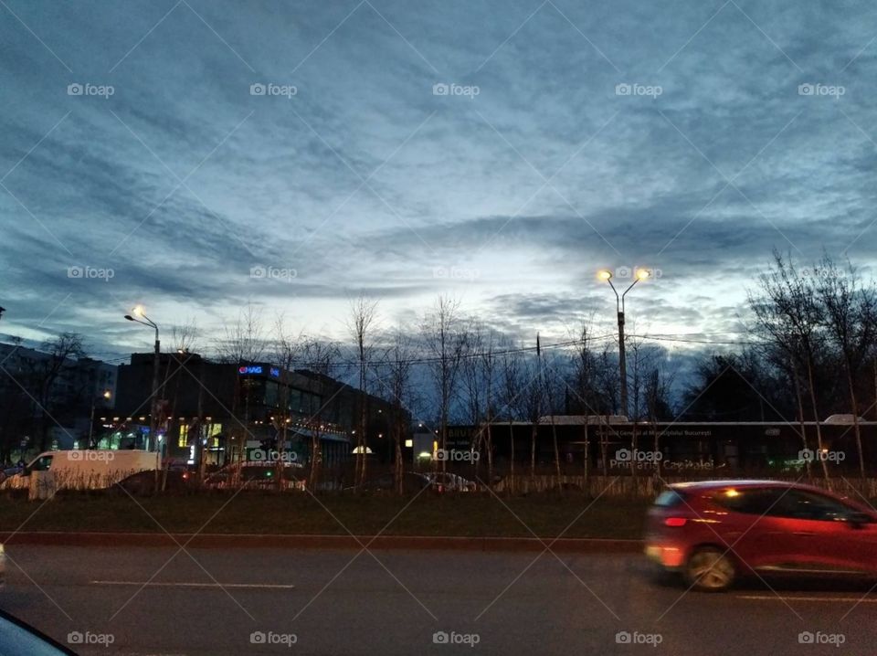 Cloudy evening in Bucharest.