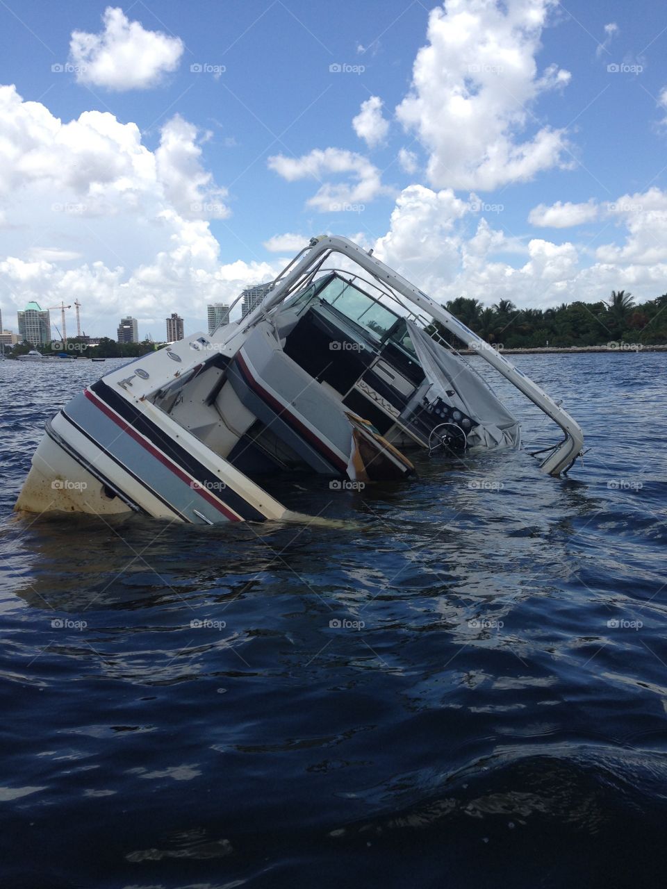 Formula Boat. Wrecked boat