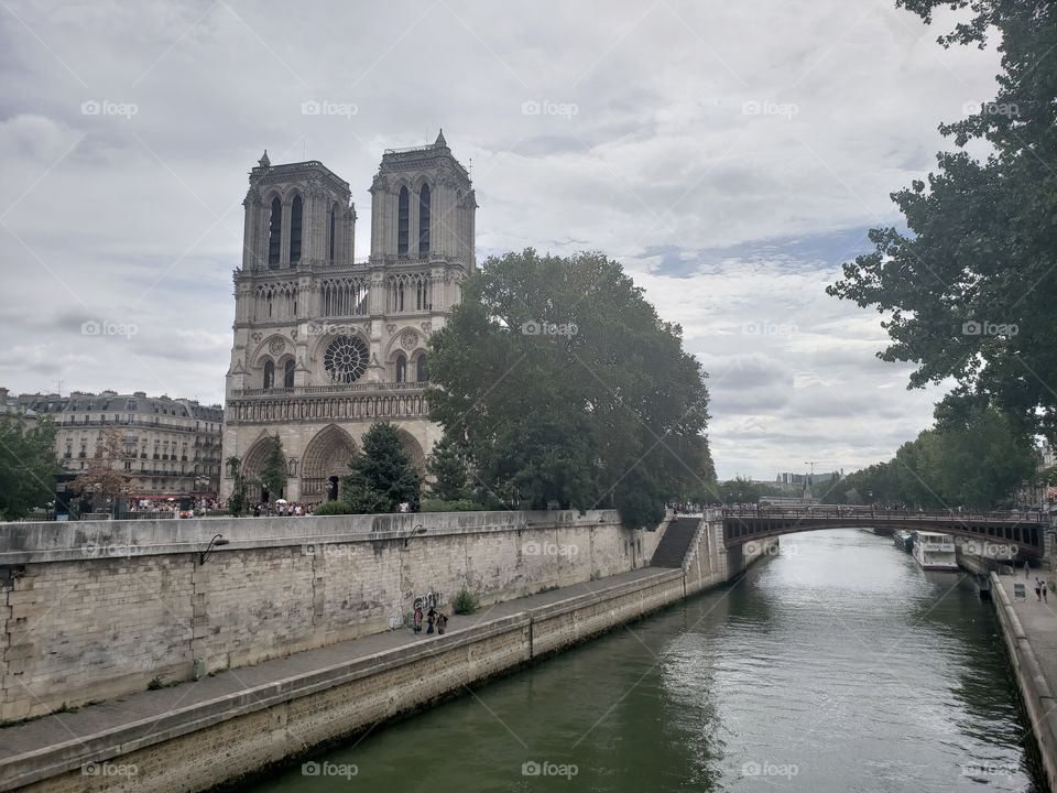 panorámica de Notre Damme desde el otro lado del puente