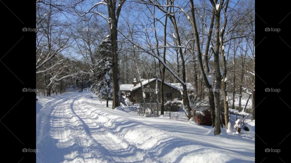 Snowy cabin