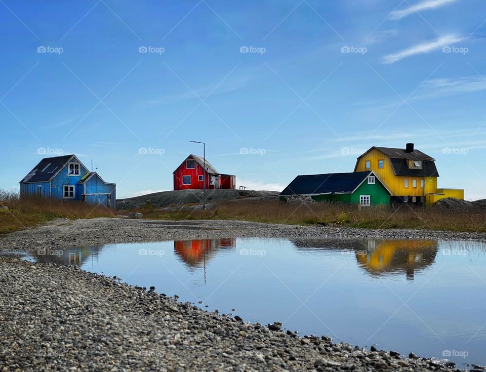 Colorfully painted houses in Nanortalik, Greenland 