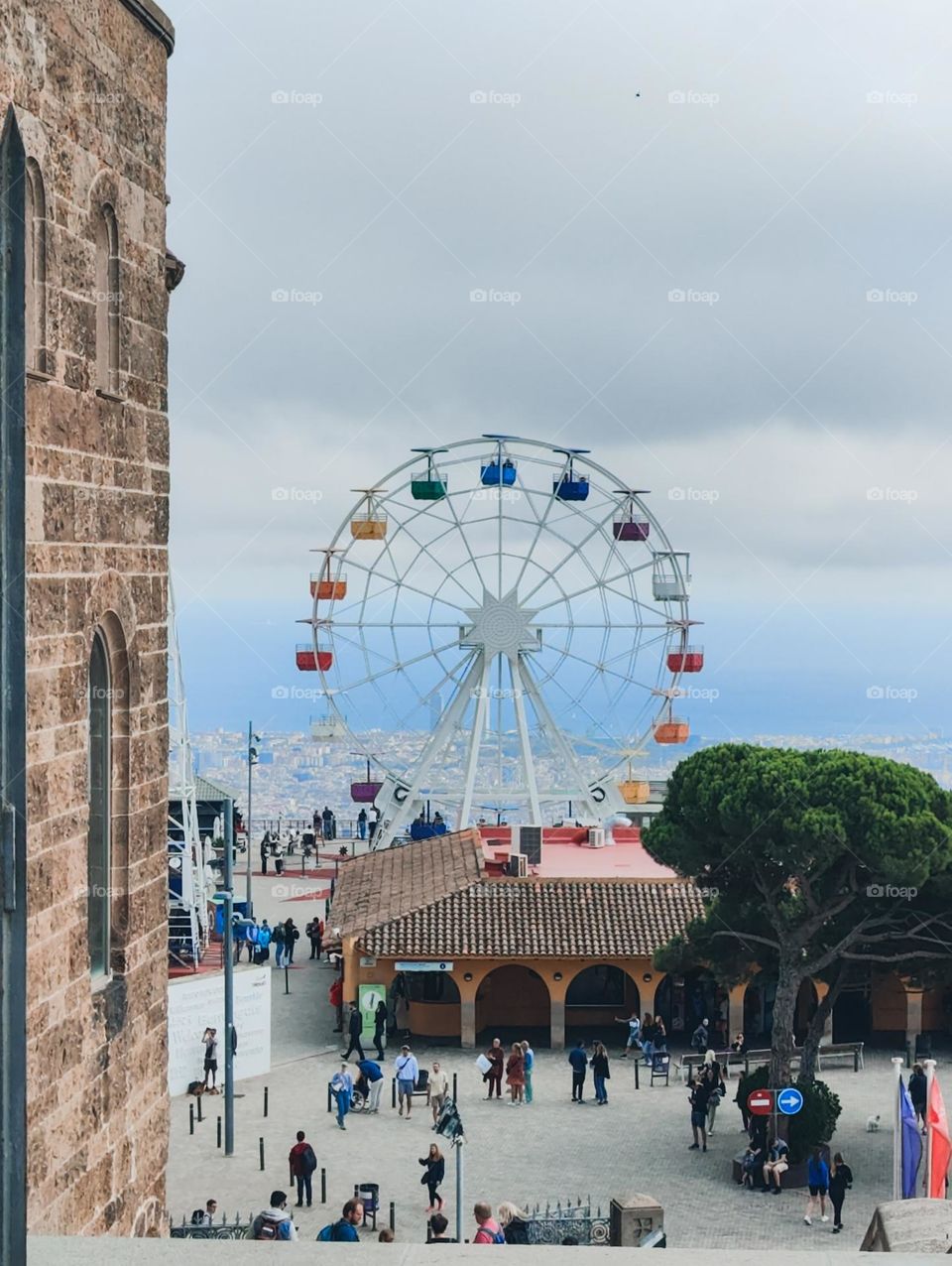 Amusement park in Tibidabo,  Barcelona. cartwheel and fun