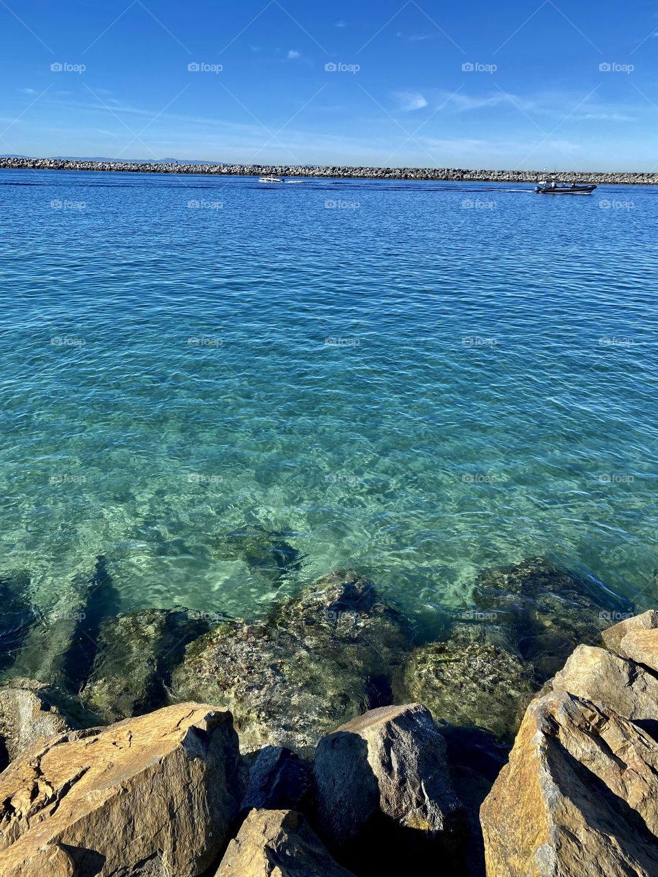 View of the Wedge from Corona del Mar State Beach 
