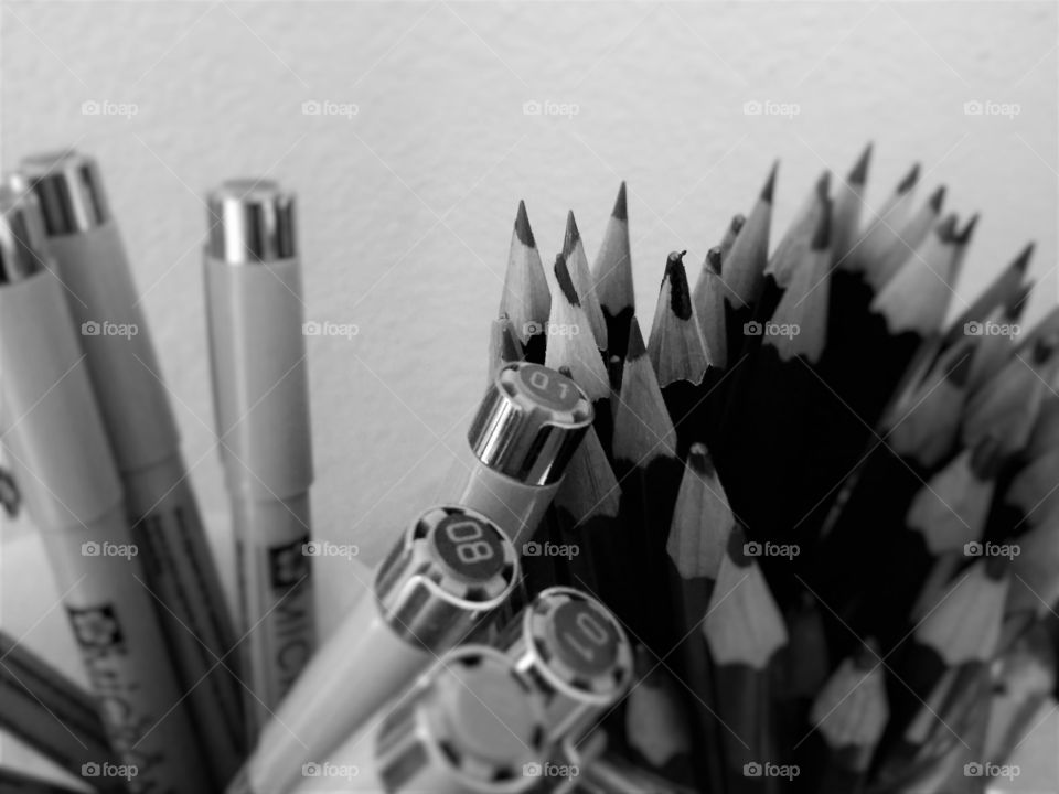 Art Supplies in Black and White