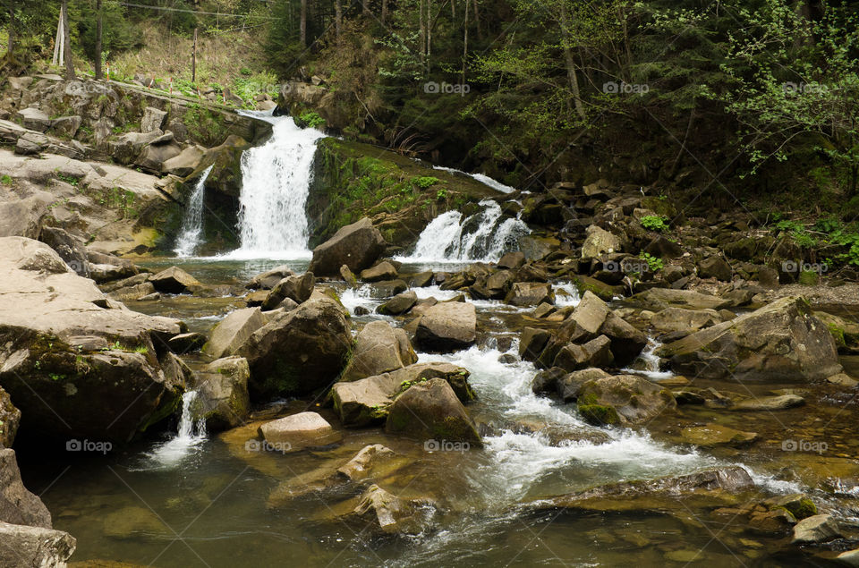 waterfall in Carpathian mountains, Ukraine