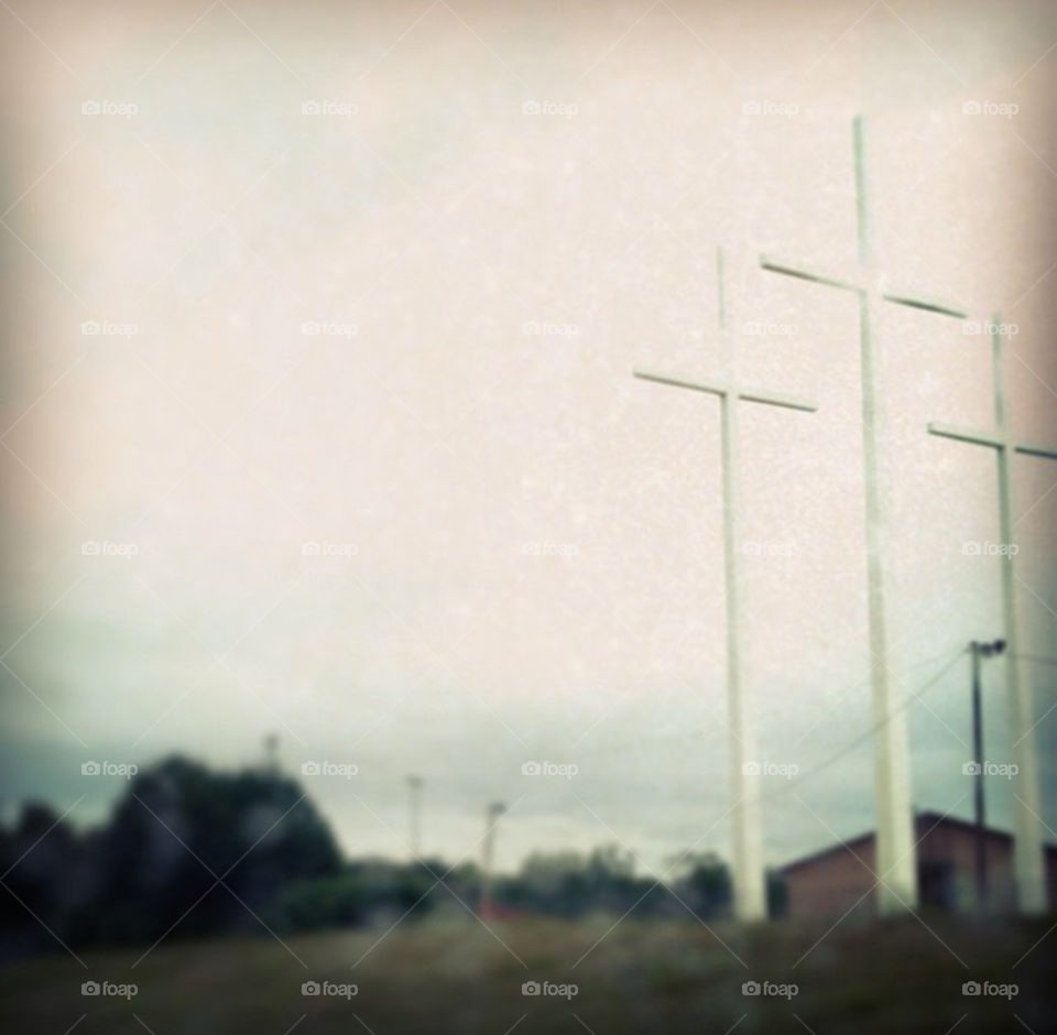 Three crosses. This photo was taken during a roadtrip and really caught my eye. I got this photo in a split second as we drove by.