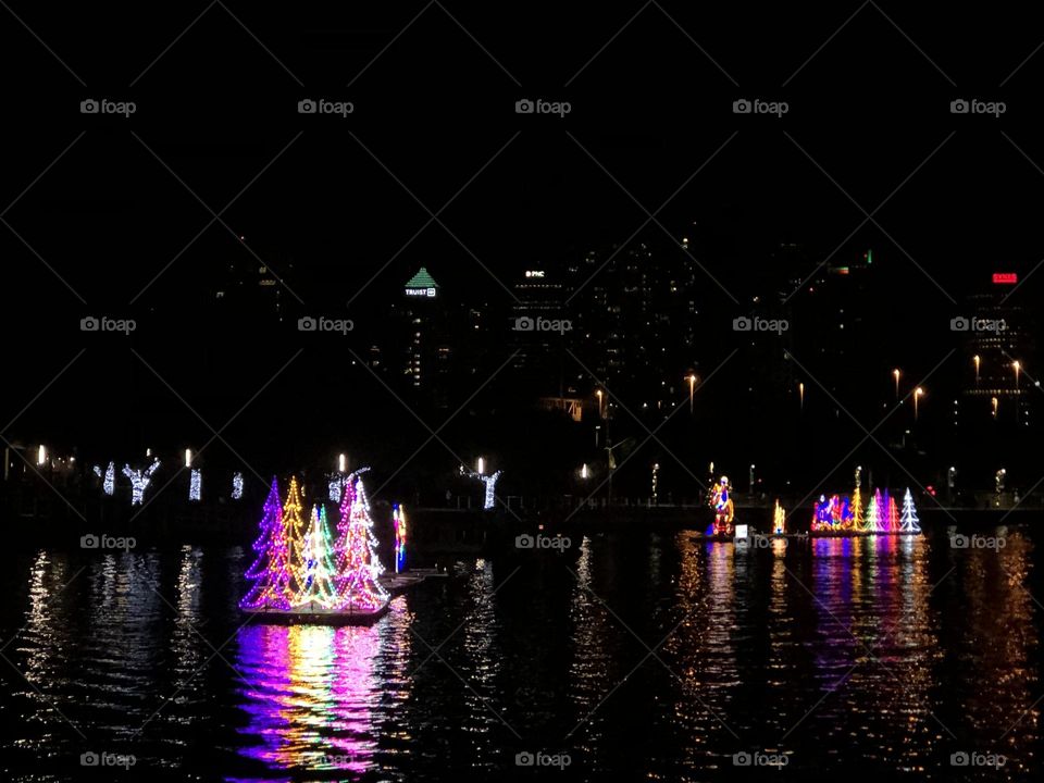 Holiday lights on Tampa Riverwalk