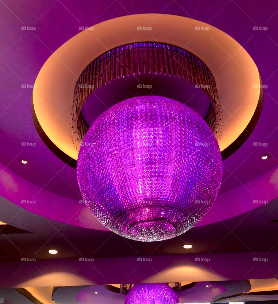 Purple Disco Ball in Planet Hollywood.