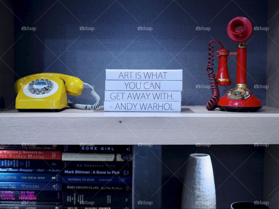 Complementary colors, blue red yellow still life