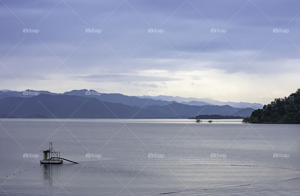 The beauty of the sky and the water at Kaeng Krachan Dam ,Phetchaburi in Thailand.