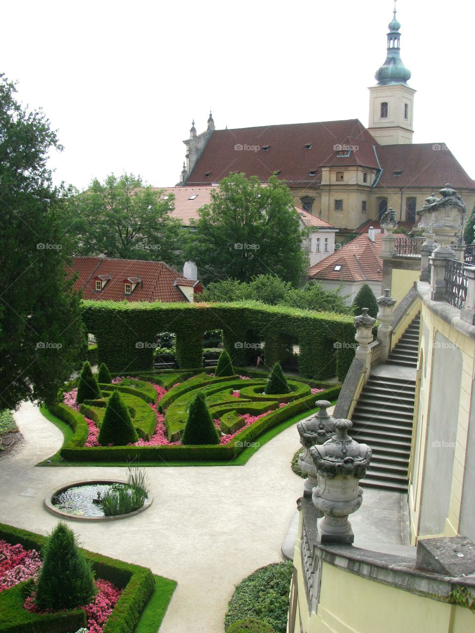 The Vrtba Garden and The church of Our Lady Victorious in Prague