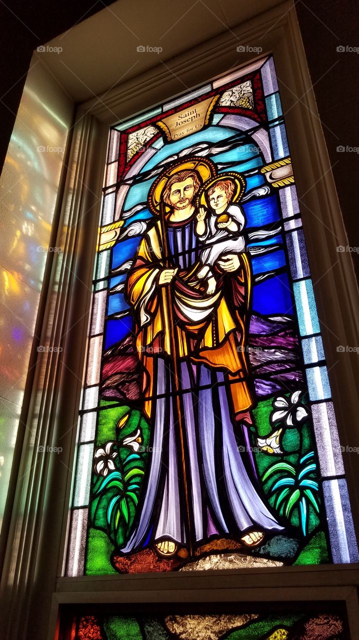 St Joseph stained glass window