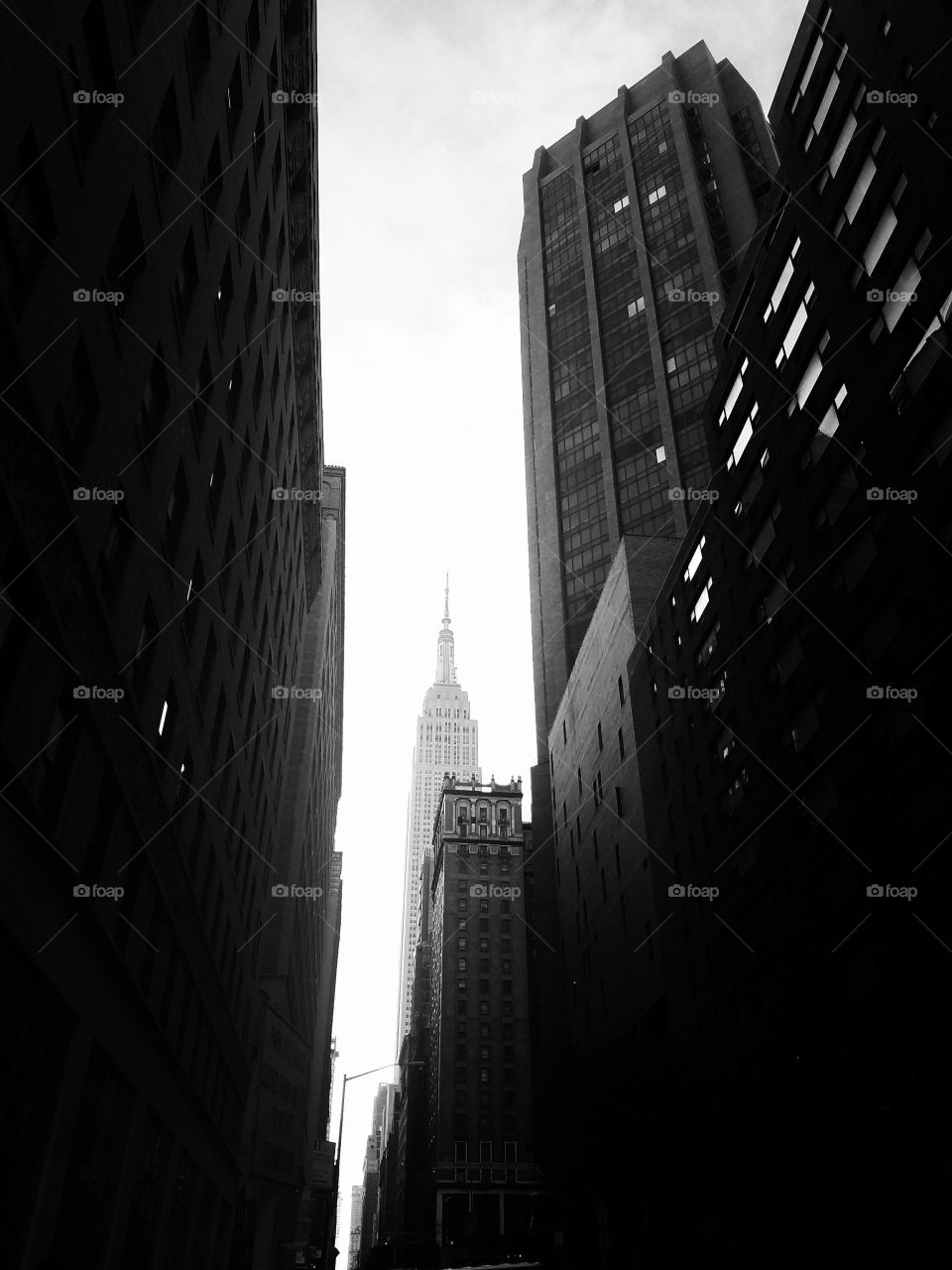 View of Empire State Building in NYC - July 2017 - Summer in Late Afternoon - Taken on Android Phone - Galaxy S7 - BNW Filter