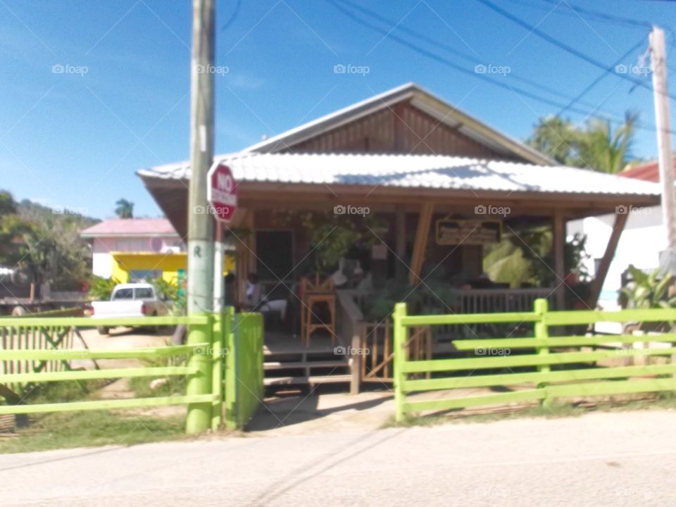 Photo from moving car traveling in Roatan, Honduras