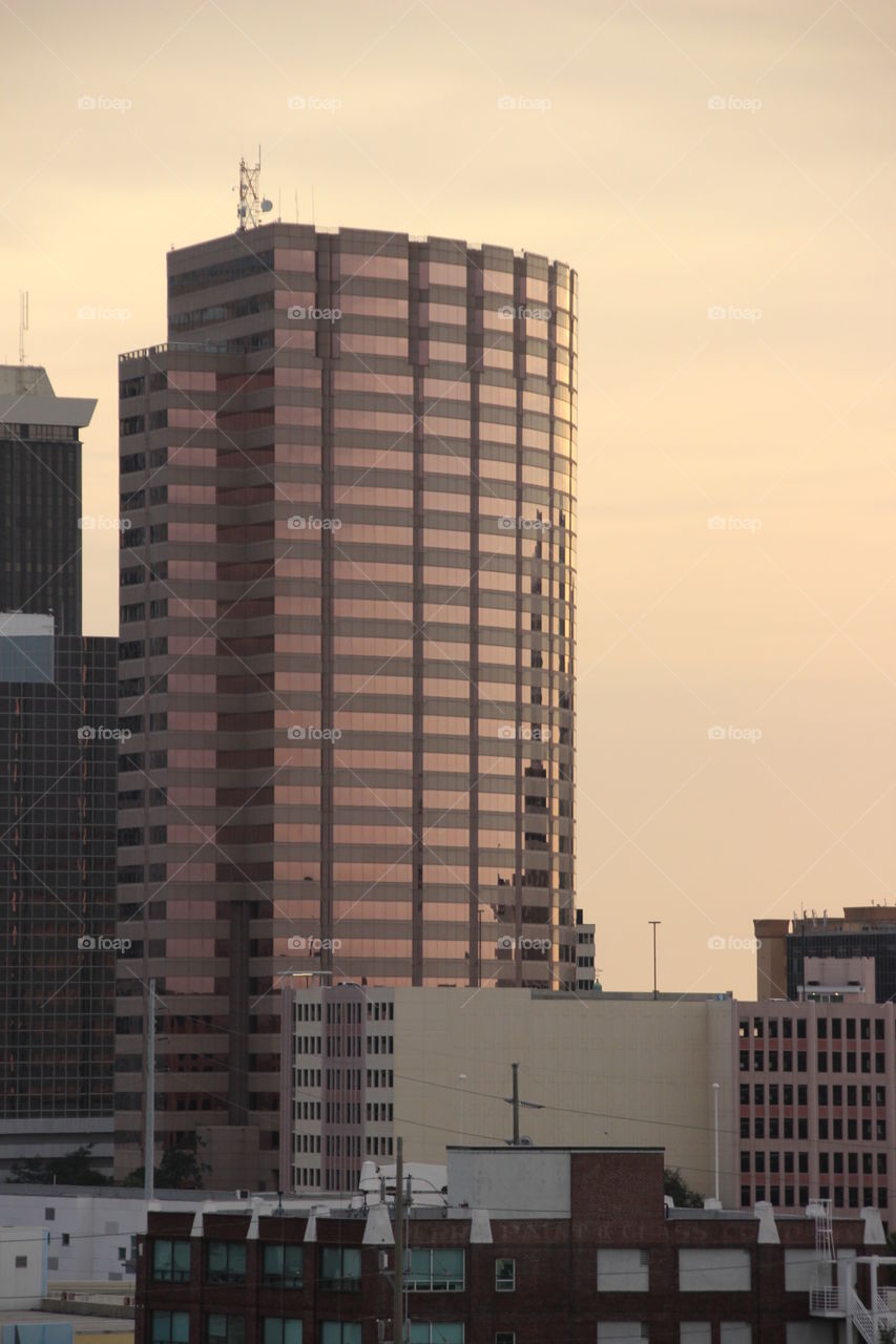Scyscraper at sunset