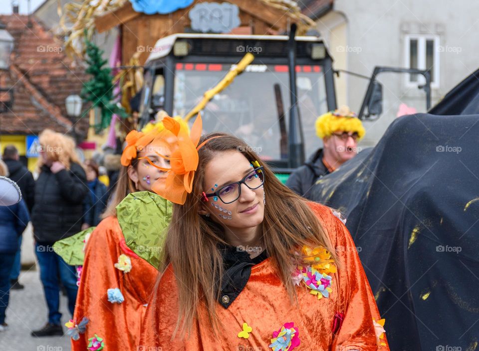 Portrait of girl wearing fairy costume at carnival