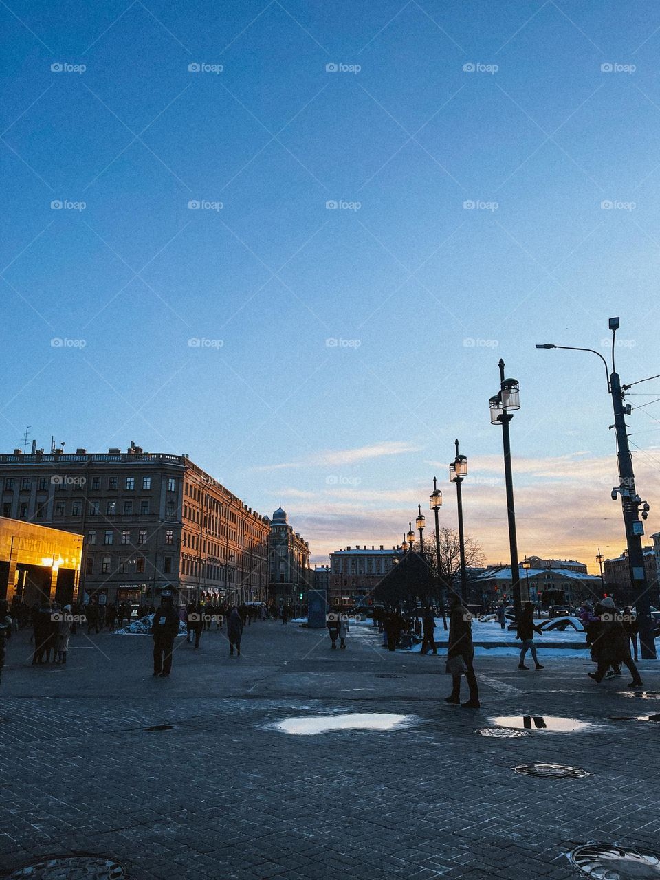 Sunset in the downtown 