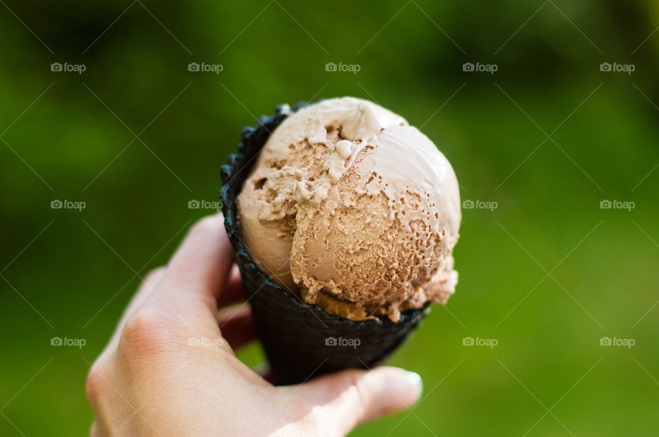 Hand holding ice cream cone