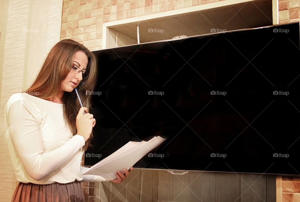 Business woman near desk. Business woman near desk