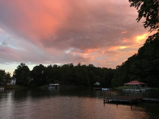 Water, Lake, No Person, Tree, Sunset