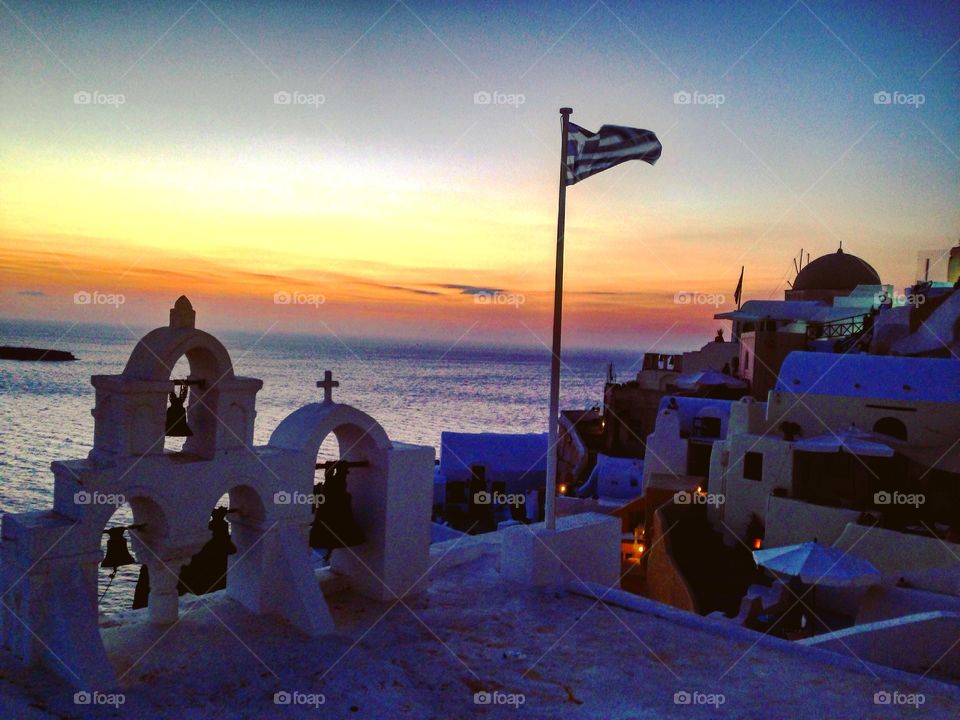 Sunset in Oia. Magnificent sunset in Oia, Santorini, Greece. 
