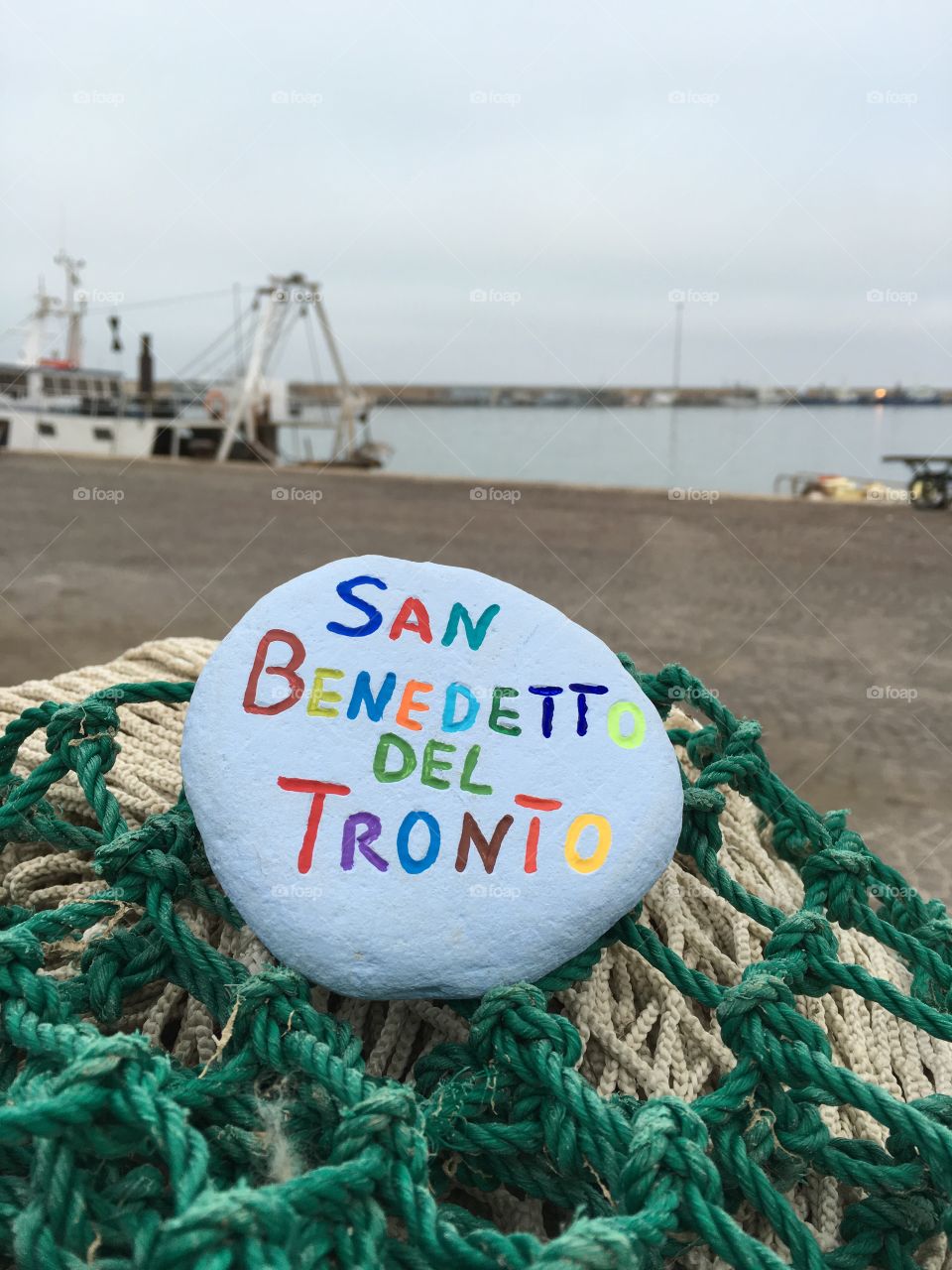 San Benedetto del Tronto, souvenir on a carved and colored stone