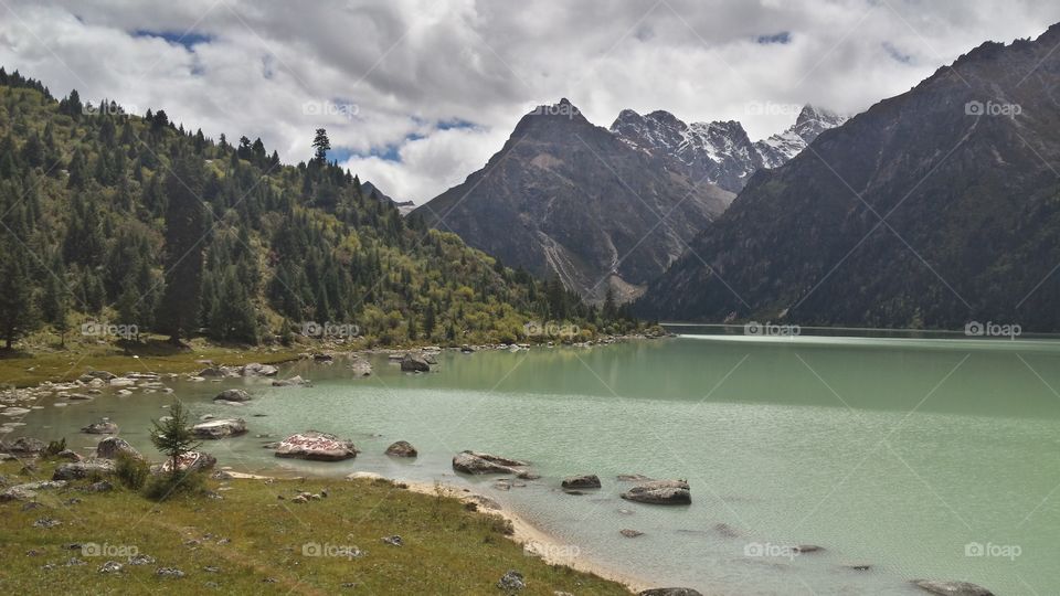 View of mountain lake