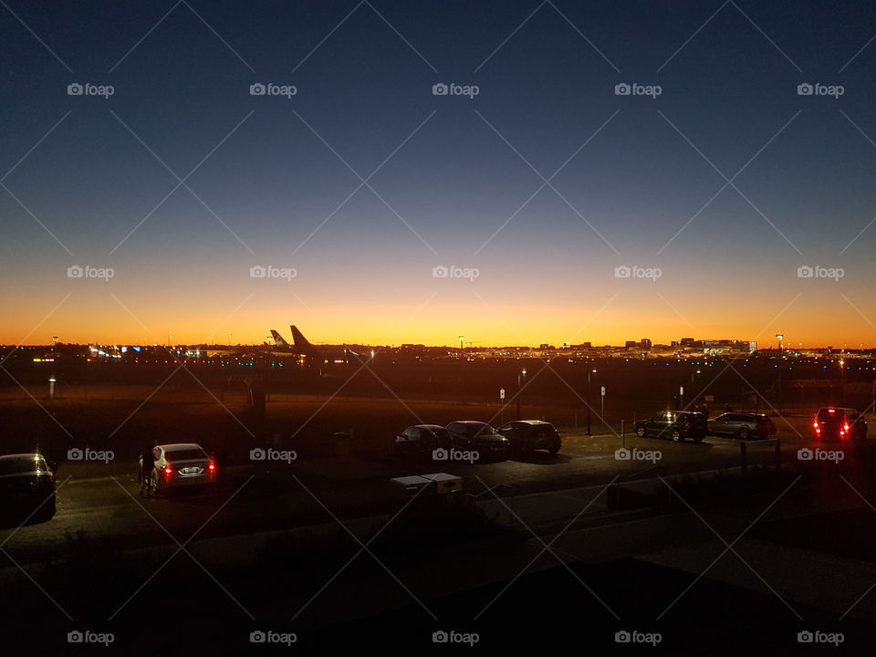 Sunset at Sydney International Airport from Shep's Mound