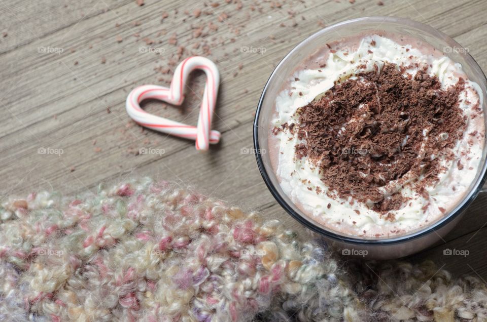 Hot chocolate with candy cane