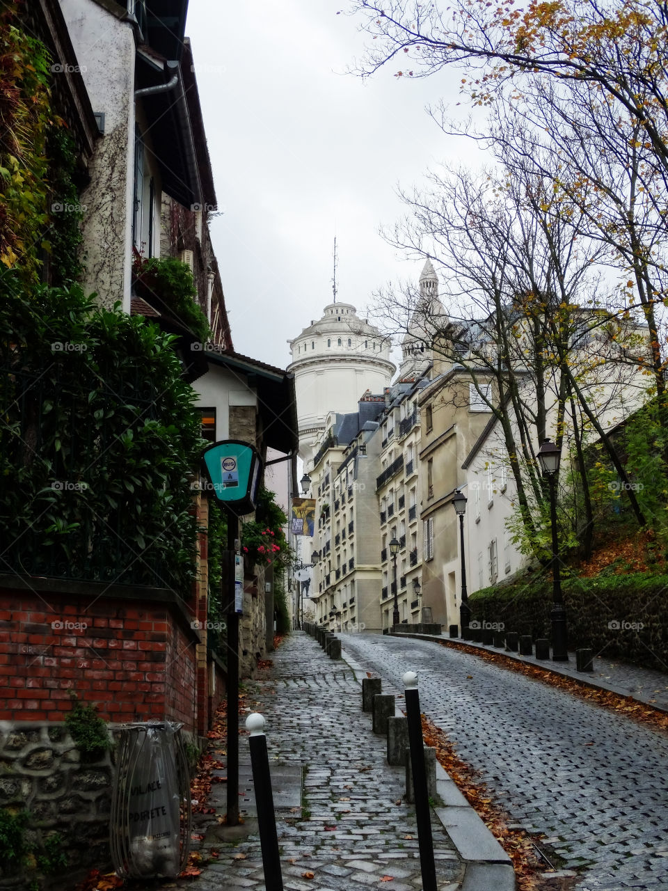 Empty street of Motmartre, Paris. City of love.