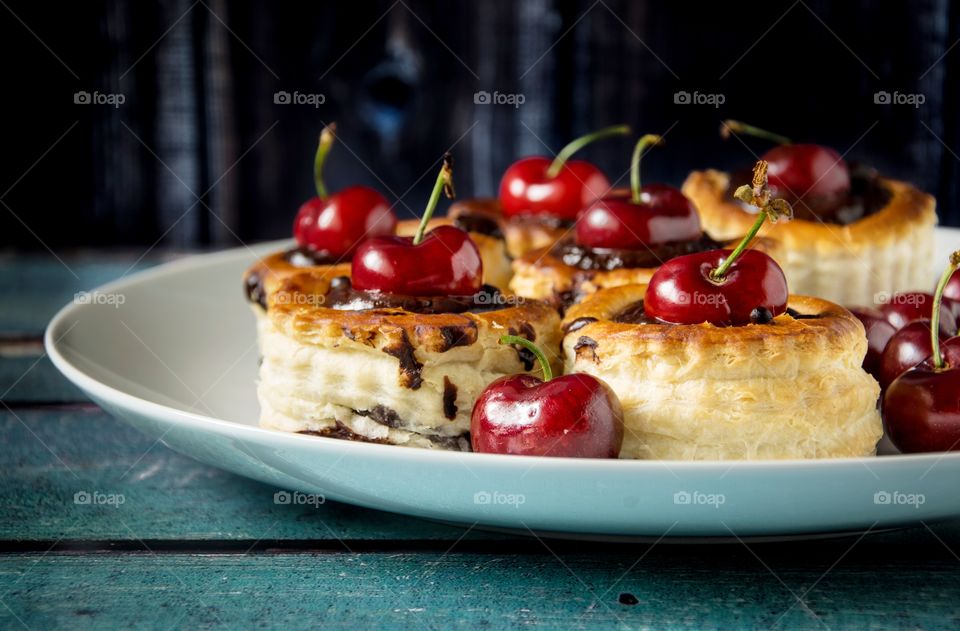 Chocolate and cherry vol-au-vents