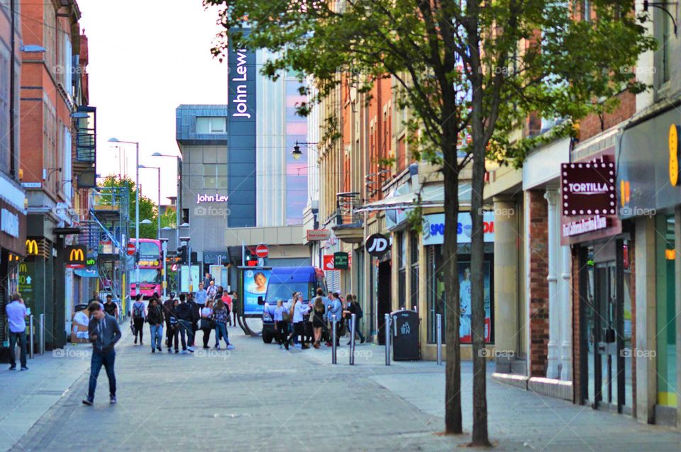 City life -  Shops on Clumber Syreet in the city centre of Nottingham, England, UK