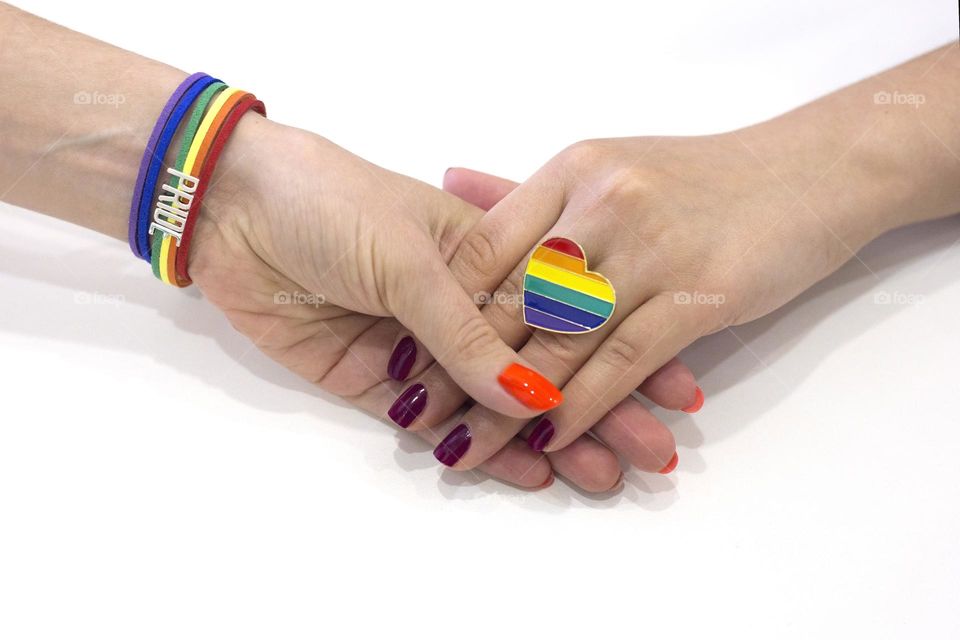 Rainbow ring and rainbow pride bracelet 