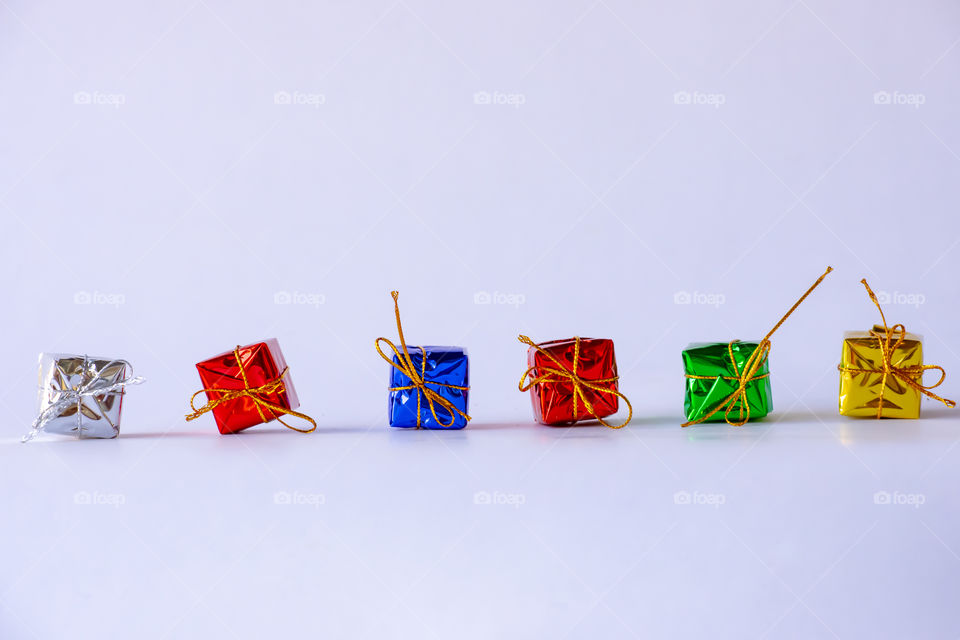 Colorful gift boxes For Festivals on the White Blackground