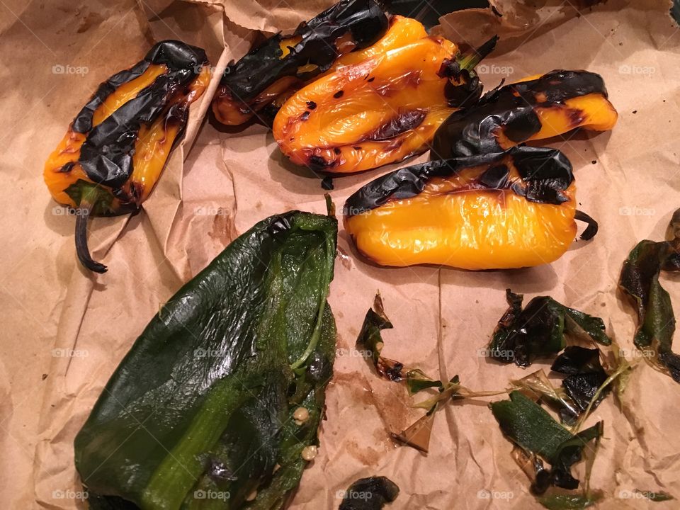 Roasted peppers from the garden