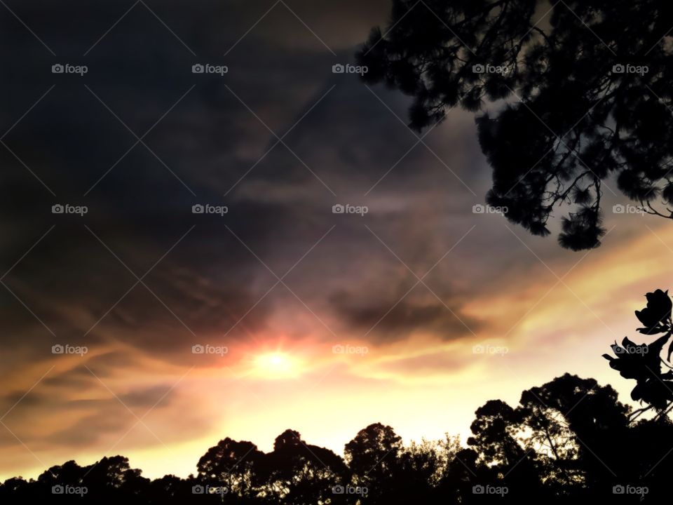 Dark and  stormy sunset