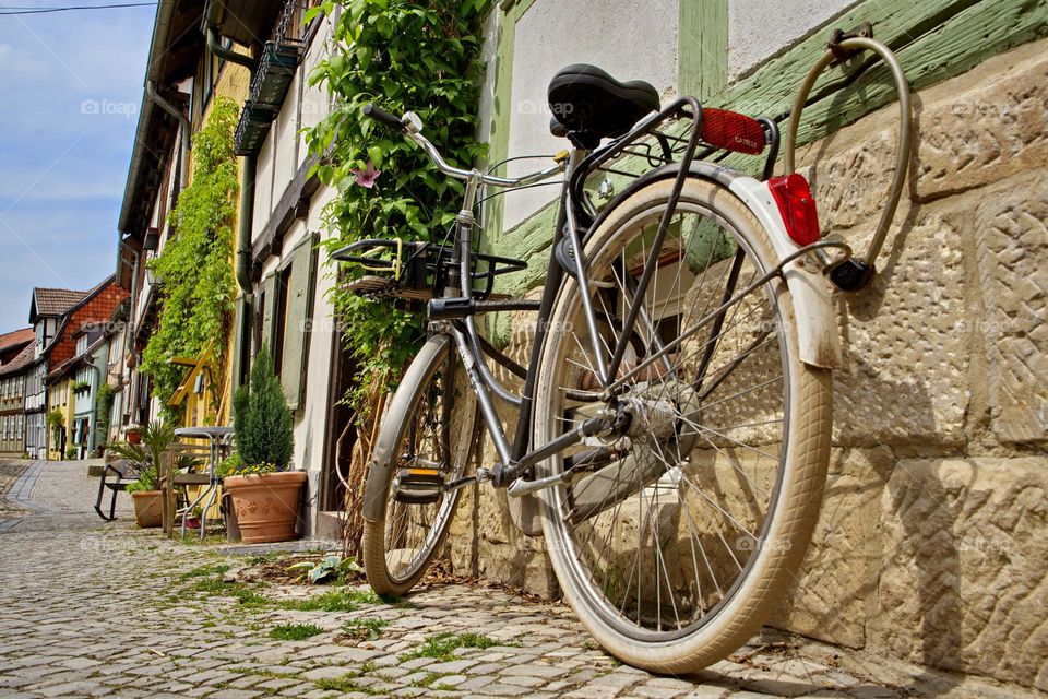 Lonely bike on European street