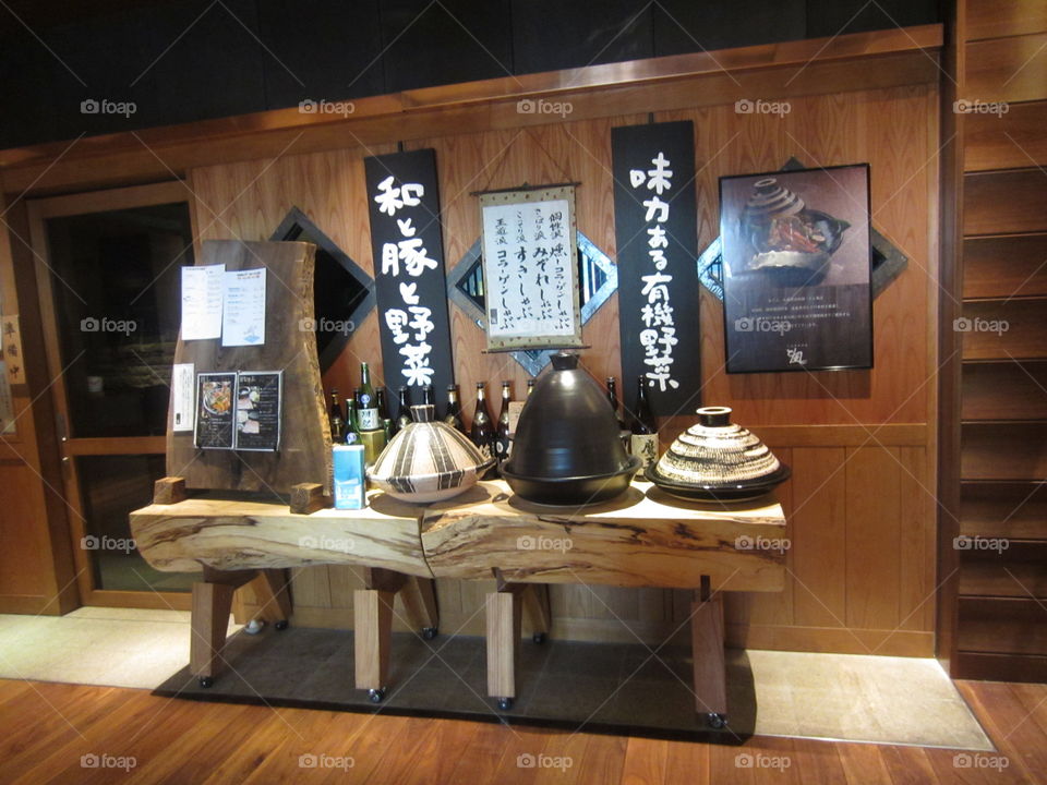 Traditional Japanese Stone Cookware Display, Tokyo Station Restaurant Entrance, Japan