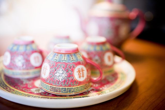 Traditional Chinese tea cups, shallow depth of field 