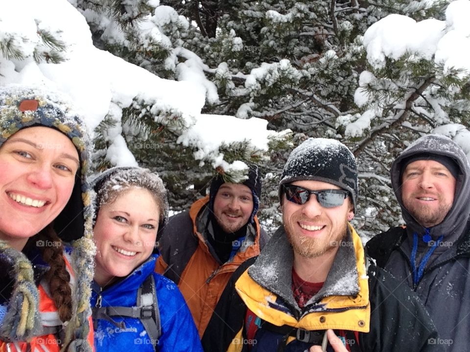 Snowshoeing group