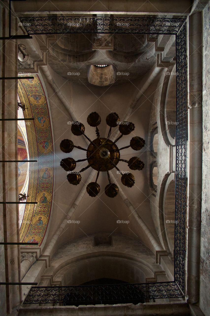 detail of roof of Church of the Holy Sepulchre in Jerusalem