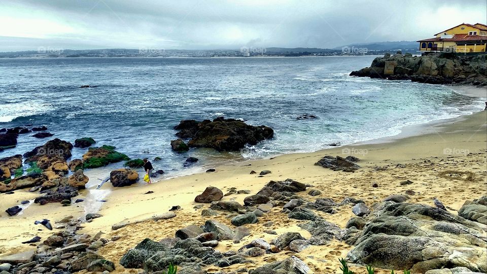 Monterey rocks on the shoreline