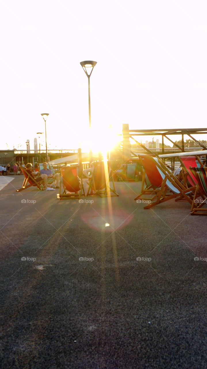 Deckchairs by the Battersea power station