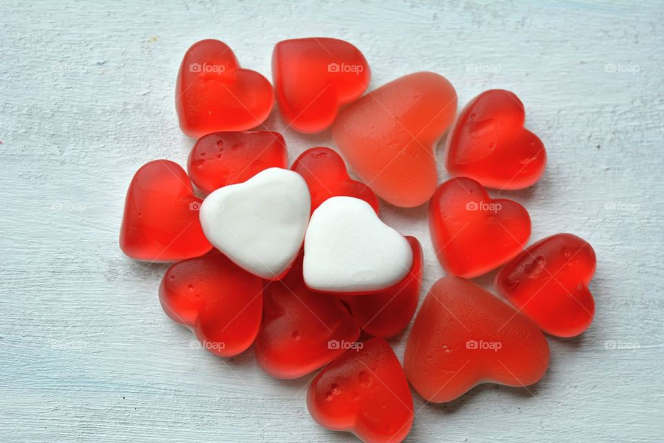 hearts sweets jelly beans isolated