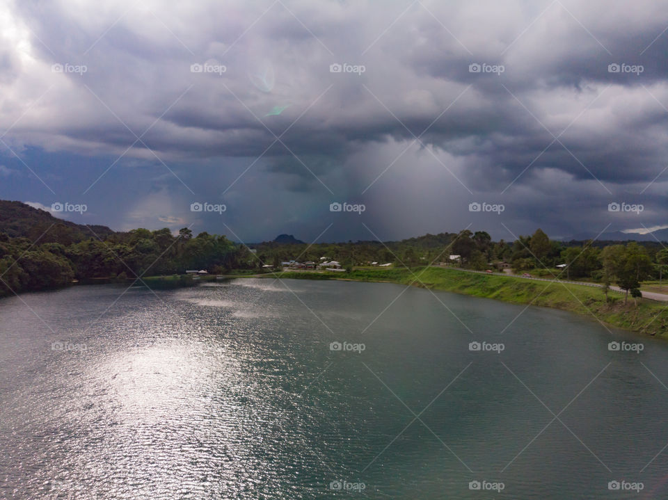 aerial view of the beautiful lake in Malaysia