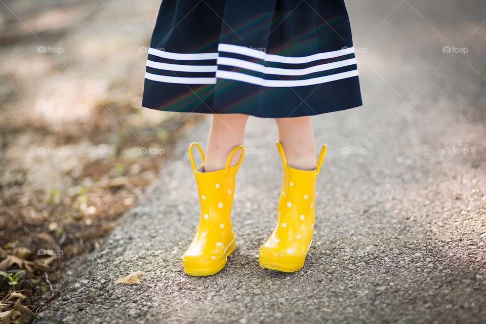 Yellow rain boots