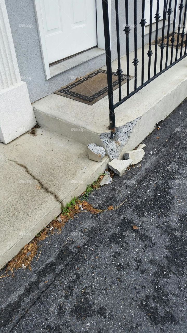 broken concrete step