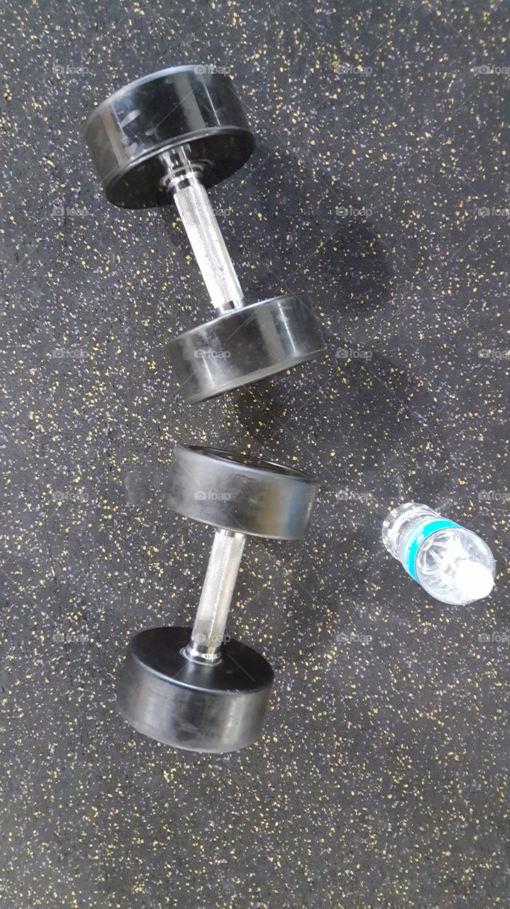 dumbbells and water