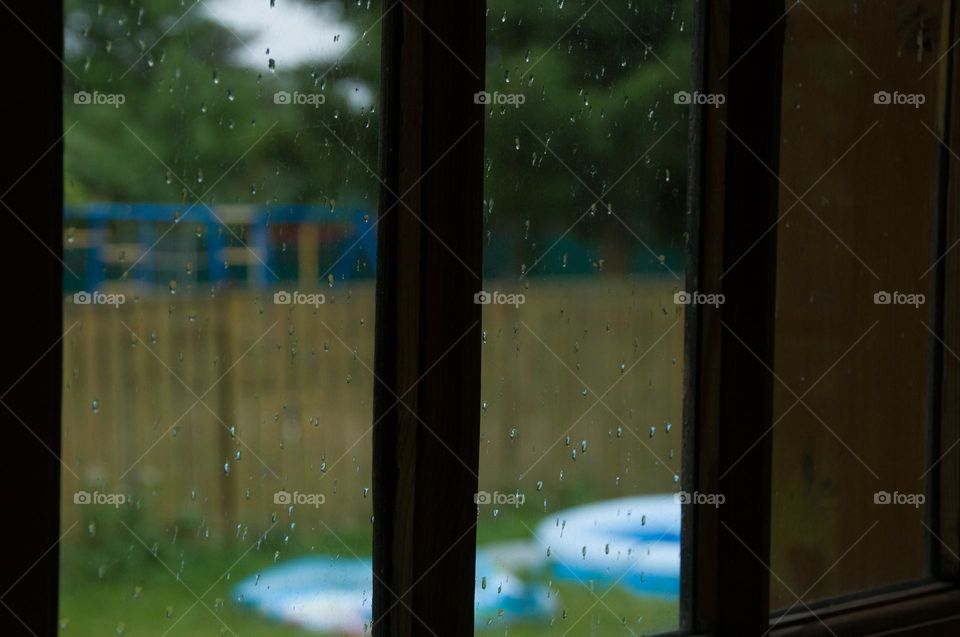 Drops on the window. Rainy day 